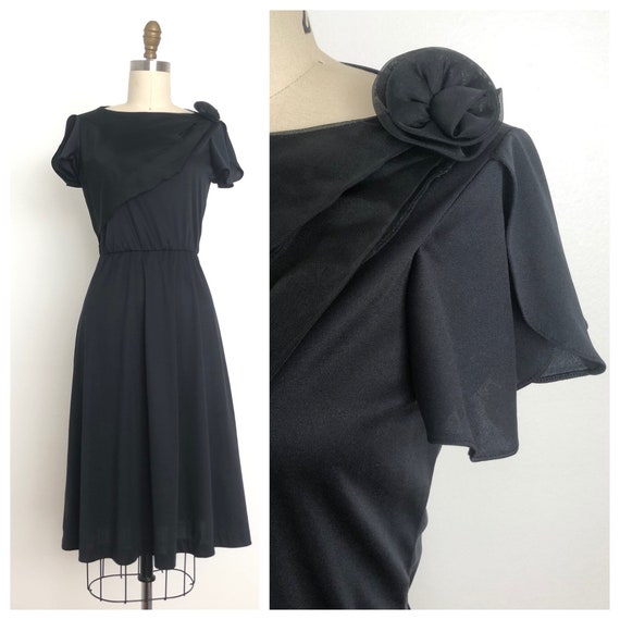 Vintage Black Dahlia Dress / 70s Disco Dress
