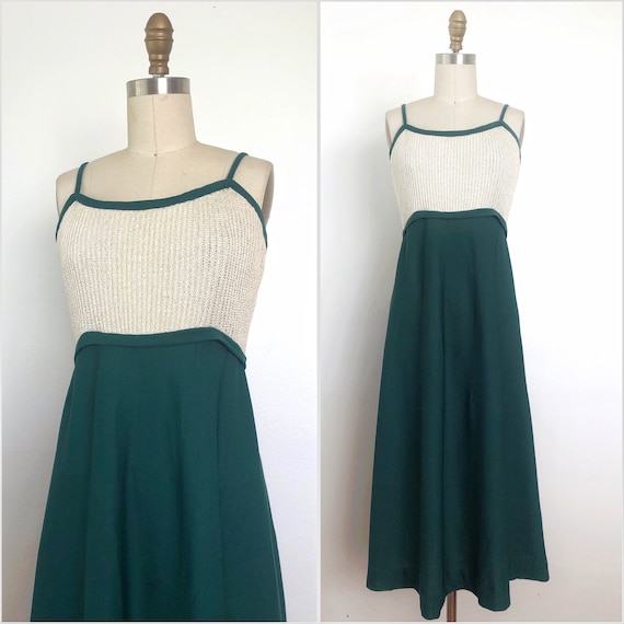 1970s Forest Green Dress