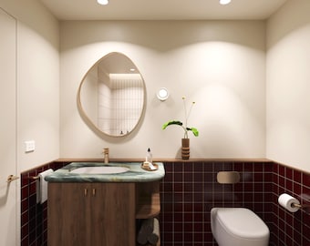MIDCENTURY BATHROOM DESIGN Ready-To-Go Renovation Pack (Quadratisches Badezimmer mit Dusche, WC & Waschbecken)
