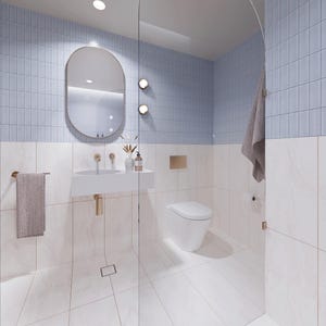 COASTAL BATHROOM DESIGN Ready-To-Go Renovation Pack (Square bathroom with shower, toilet & basin)