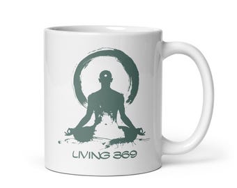Zen white glossy ceramic mug for mindful living