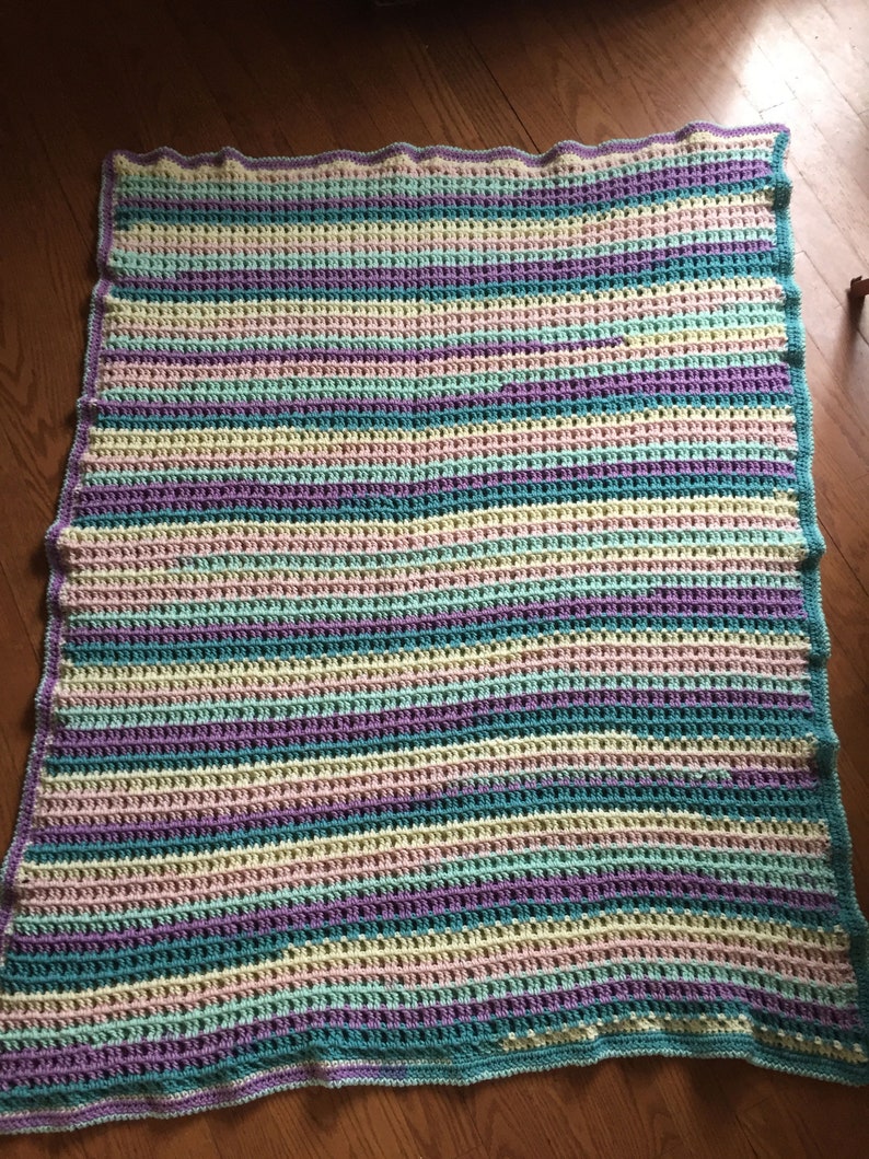 Waffle Stitch Multi-Colored Afghan image 3