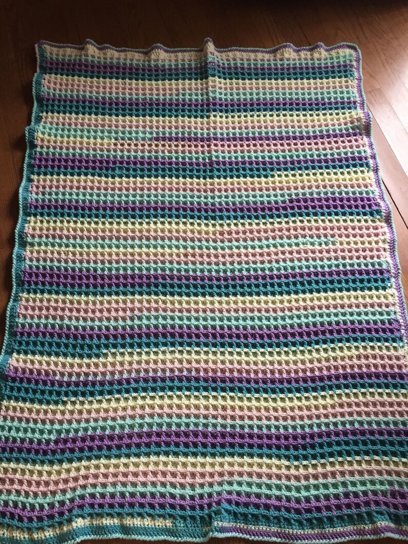 Waffle Stitch Multi-Colored Afghan image 1