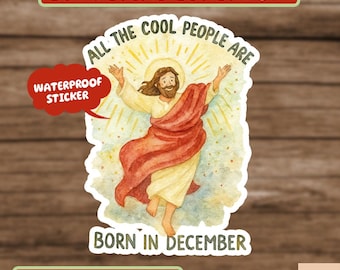 Pegatina divertida de Navidad, regalo de cumpleaños de diciembre, pegatina de cumpleaños de Navidad, pegatina de Jesús, pegatina de Navidad para Feliz Navidad Jesús