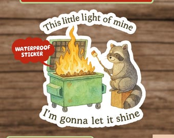 Funny Dumpster Fire Raccoon Sticker, Mental Health Sticker, Funny Raccoon Sticker
