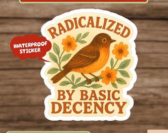 Radicalized by Basic Decency Sticker, Anti ICE Sticker, Political Protest, Resist Fascism Sticker, Democracy Human Rights, Anti Maga