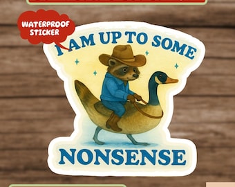 I Am Up to Some Nonsense Raccoon Sticker, Funny Meme Vinyl Sticker, Snarky Mental Health Humor, Cute Raccoon Planner Sticker