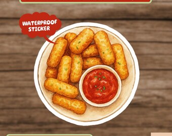 Mozzarella Sticks Sticker, Funny Foodie Gift, White Elephant, Secret Santa Gag Gift for Teen or Best Friend