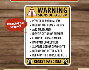 Warning Fascism Sticker, Anti ICE Sticker, Political Protest, Resist Fascism Sticker, Liberal Democrat, Anti Maga Sticker