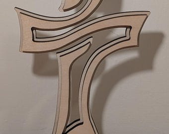 Cruz de mesa de diácono 3D estilizada cortada con láser SVG
