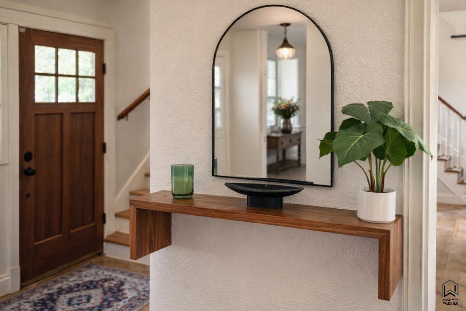 Floating Entry Table | Solid Wood Entryway Wall Shelf | Modern Handmade ...