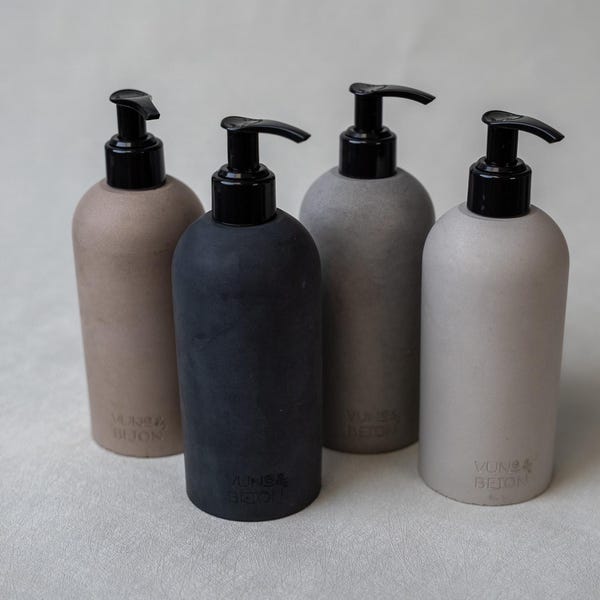 Concrete Soap Bottle – Modern Refillable Hand Soap Dispenser | Minimalist Bathroom Decor | Handmade Concrete Vessel | Neutral Home Style