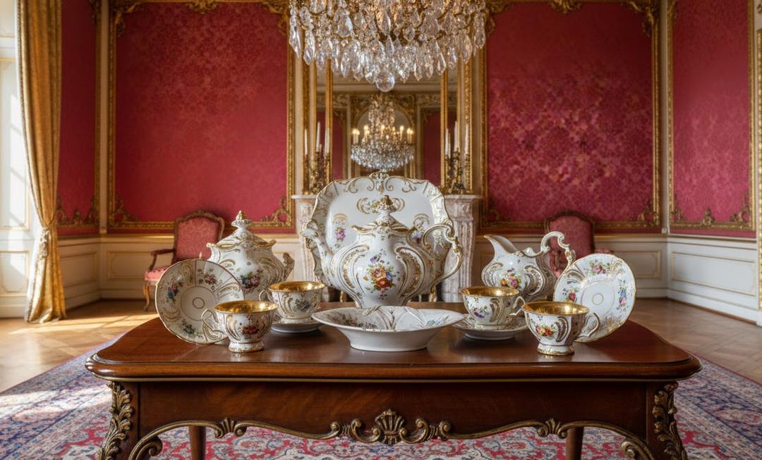 Antique 19th Century Old Paris Gold Gilded & Floral Tea Set for Four - Etsy