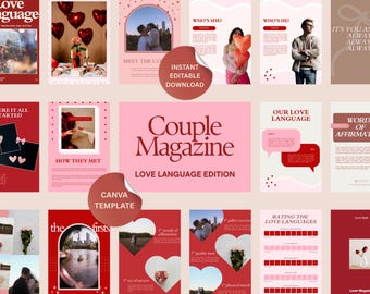 Personalized Digital Couple Magazine Love Language Edition Canva Template