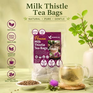 Milk Thistle Tea Bags – Natural Liver Support, Caffeine-Free Herbal Wellness Drink 75 Counts