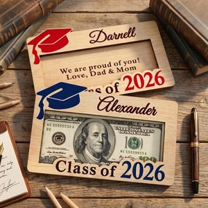 Personalized Graduation Money Holder, Custom High School Grad Gift, Senior 2026 Cash Holder, College Graduation Keepsake Gift