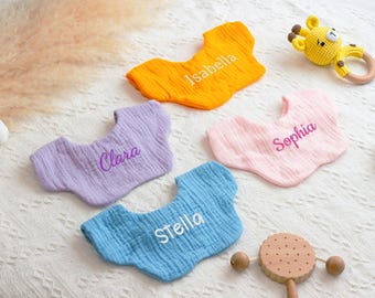 Spersonalizowane bawełniane śliniaczki dla niemowląt, haftowane śliniaczki z imieniem dziecka, uroczy śliniaczek z monogramem, baby shower, prezent dla dziewczynki, prezent dla noworodka