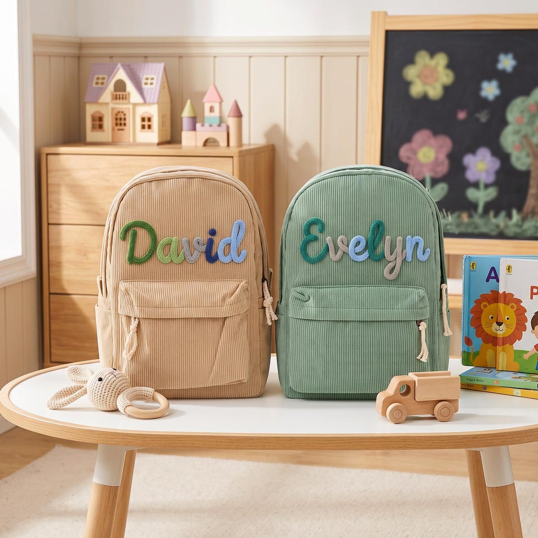 Personalized Toddler Corduroy Backpack With Name, Custom Preschool Book ...