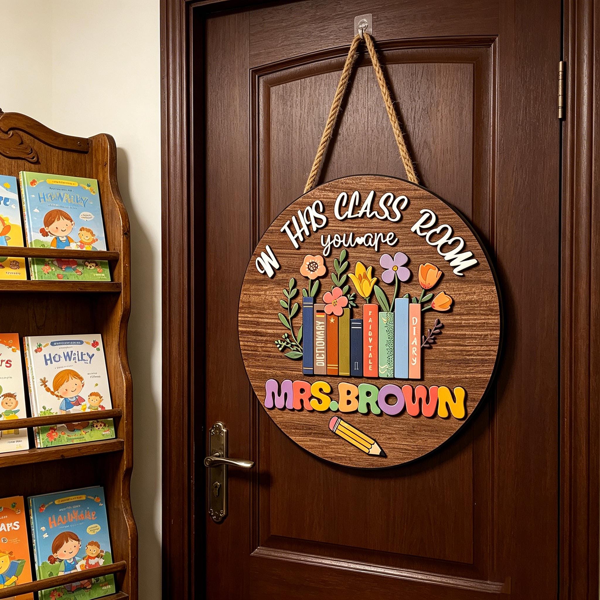 Custom Teacher Door Sign, Personalized Classroom Decor, Wooden 3D Door ...