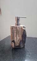 Petrified Wood Soap Dispenser, Natural Stone Soap Pump, Rustic Bathroom Accessory, Luxury Hand Soap Dispenser product logo