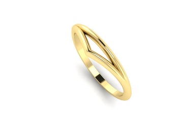 Bague ouverte marquise V, anneau géométrique en or 14 carats, bijoux empilables modernes