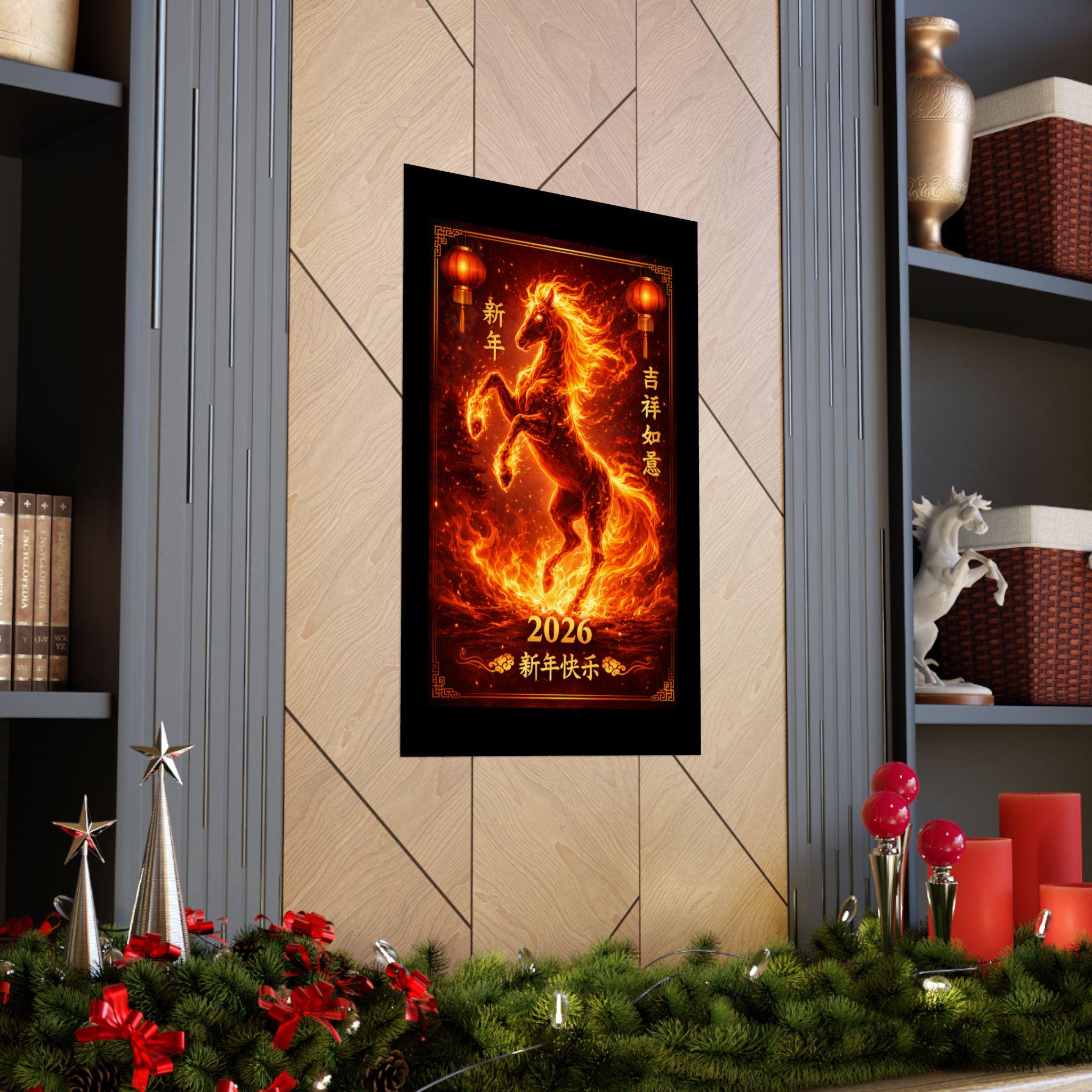 Fiery Horse 2026 Poster | Matte Vertical Poster, Chinese New Year - Etsy