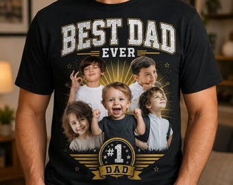 Personalized Dad Grandpa Face Collage Tee, Custom Photo Best Dad Vintage 90s Shirt, Best Dad Shirt, Vintage Fathers Day T-Shirt Gift