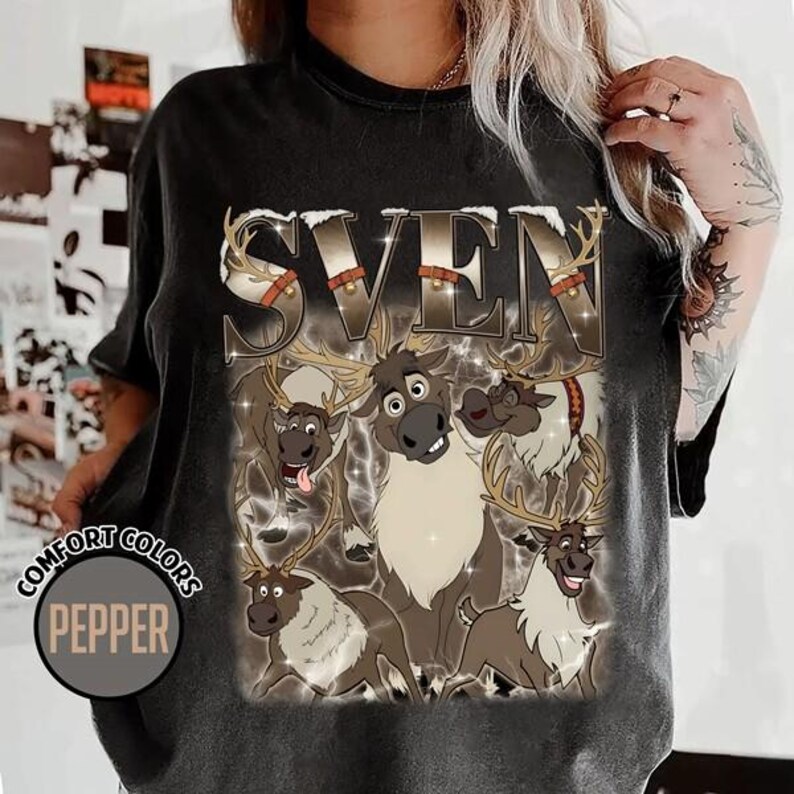 Bootleg Disneyland Sven Reindeer Shirt, Disneyland Frozen Elsa Sven Homage Tee, Disneyland Animal Kingdom Vintage Shirt, Retro 90s Tee Bild 5