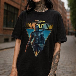 StarWars The Mandalorian T-Shirt, Retro StarWars Shirt, Disneyland Family Matching Shirt, Galaxy's Edge Trip, WDW image 1