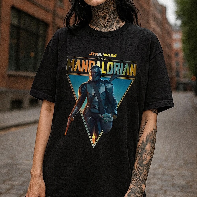 StarWars The Mandalorian T-Shirt, Retro StarWars Shirt, Disneyland Family Matching Shirt, Galaxy's Edge Trip, WDW image 1