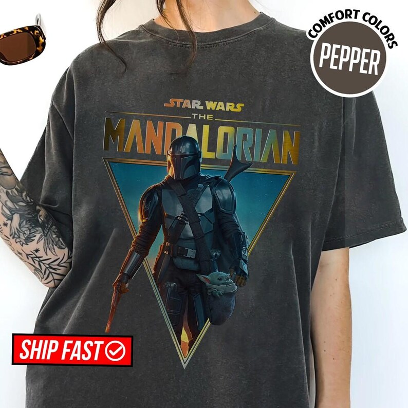 StarWars The Mandalorian T-Shirt, Retro StarWars Shirt, Disneyland Family Matching Shirt, Galaxy's Edge Trip, WDW image 2
