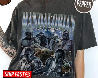The Mandalorian And Grogu Homage Girl Dinner Shirt, Vintage The Mandalorian 90s Bootleg Shirt, Din Djarin Homage, Pedro Pascal Bootleg Shirt