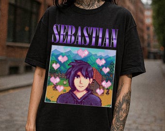 Sebastian Stardw Valley Bootleg 90s Tee, Sebastian Stardw Vally Homage Shirt, Retro Sebastian, Farming Video Game Stardew Valley Tshirt