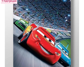 Disneyland Pixar Cars Movie Canvas Poster,Lightning Mc Queen, Home Decor Minimal Poster Gifts, Christmas Poster, Family Christmas Decor Wall