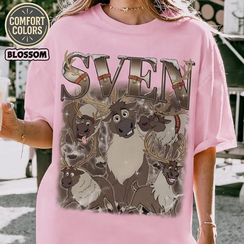 Bootleg Disneyland Sven Reindeer Shirt, Disneyland Frozen Elsa Sven Homage Tee, Disneyland Animal Kingdom Vintage Shirt, Retro 90s Tee Bild 6