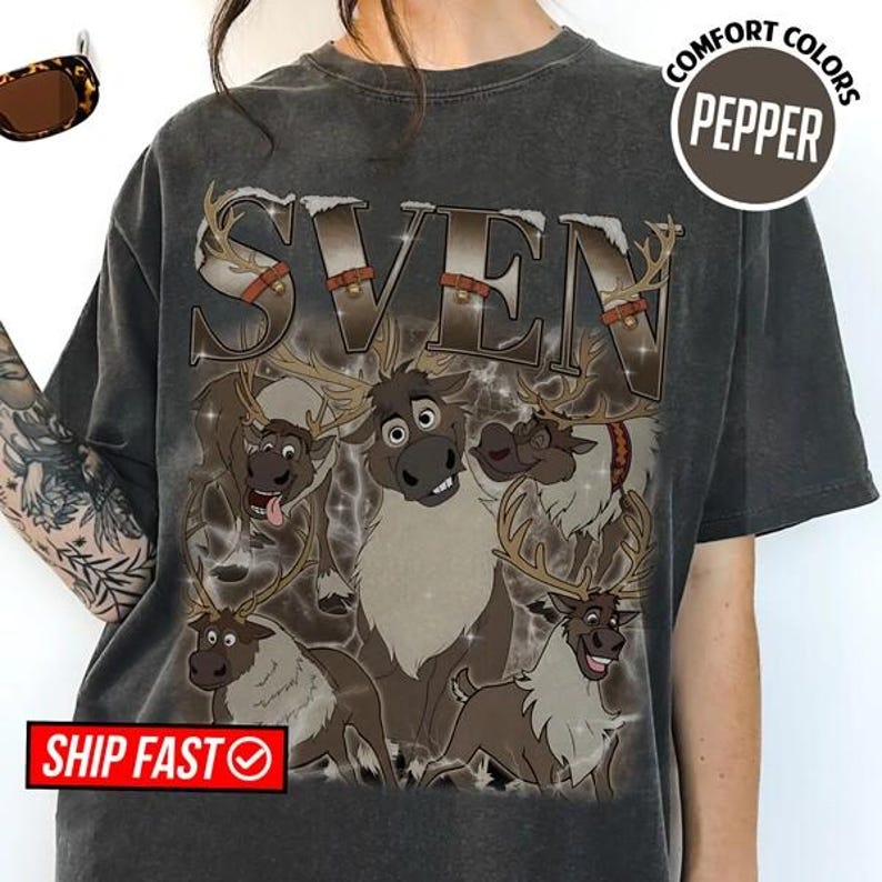 Bootleg Disneyland Sven Reindeer Shirt, Disneyland Frozen Elsa Sven Homage Tee, Disneyland Animal Kingdom Vintage Shirt, Retro 90s Tee Bild 7