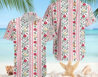 Vintage Beauty And The Beast Enchanted Rose Hawaiian Shirt, Belle Princess Castle Hawaii Shirt, Disney Fairytale Outfit, Disneyland Trip