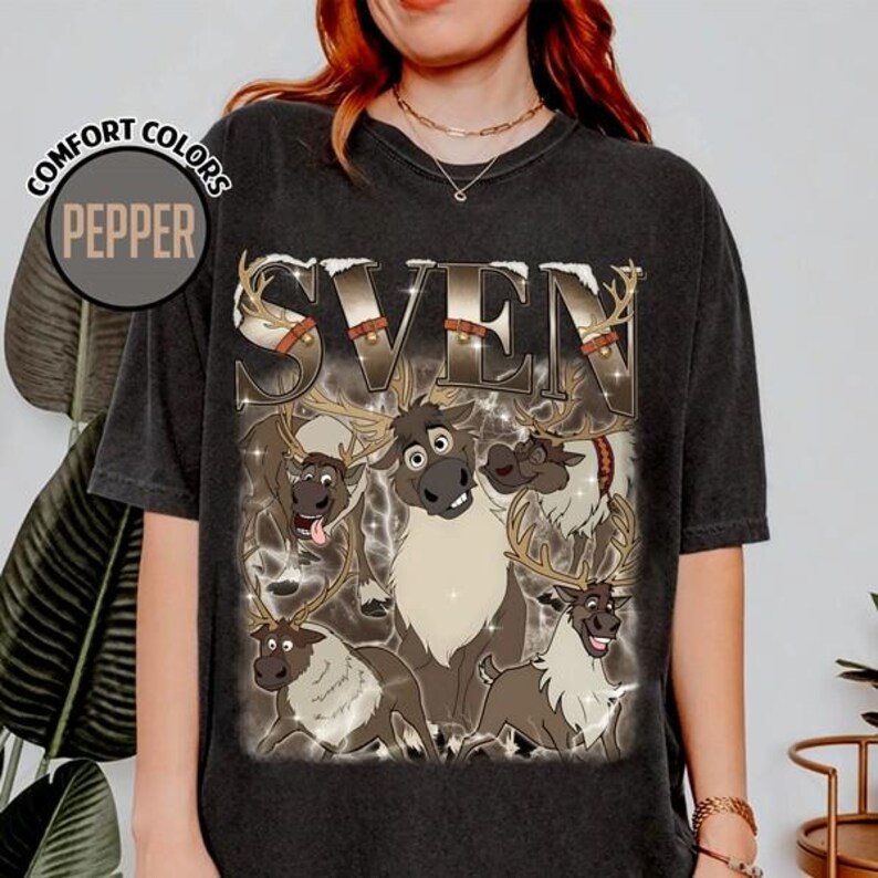 Bootleg Disneyland Sven Reindeer Shirt, Disneyland Frozen Elsa Sven Homage Tee, Disneyland Animal Kingdom Vintage Shirt, Retro 90s Tee Bild 4