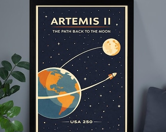 Artemis II To The Moon And Beyond Poster, Artemis 2026 Back to the Moon Poster,Retro Manned Lunar Mission Poster for Science Fans