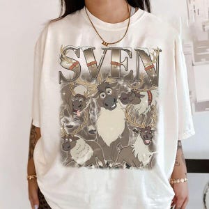 Bootleg Disneyland Sven Reindeer Shirt, Disneyland Frozen Elsa Sven Homage Tee, Disneyland Animal Kingdom Vintage Shirt, Retro 90s Tee Bild 3