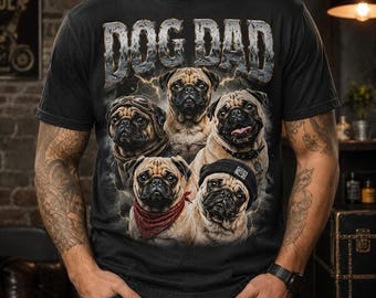 Personalized Dog Dad Bootleg Rap Shirt, Custom Pet Photo Vintage Rap Tee, Funny Dog Father Graphic Shirt, Dog Dad Shirt, Dog Lover Gift