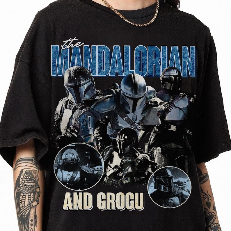 The Mandalorian And Grogu Baby Yoda Shirt, Disneyland Party 2026 Tshirt, Matching Family Shirts, Father Day, Dad Gifts Vintage Shirt immagine 1