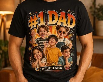 Custom Photo Best Dad Bootleg Rap Shirt, Personalized Dad Grandpa Face Collage Tee, Best Dad Shirt, Vintage Fathers Day T-Shirt Gift