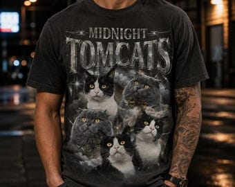 Custom Retro Cat Bootleg Shirt, Vintage 90s Style, Pet Memorial Gift, Funny Dad Cat Dog Dad Tee,Custom Photo Shirt, Custom Your Own Bootleg