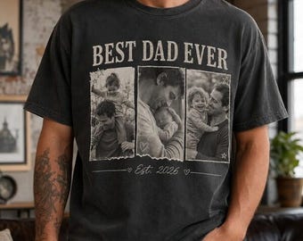 Personalized Father's Day Shirt With GrandKids Photo, Custom Dad Vintage Photo Shirt: Funny Dad Shirt, Best Dad Ever Shirt, New Dad Gift