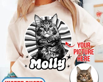 Custom Pet Tee, Design Cat Shirt Tee, Custom Photo And Name Shirt, Custom Dog Portrait Top, Pet Lover Gift , Dog Lover Shirt