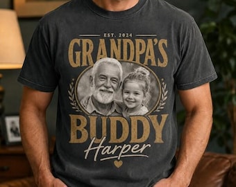 Custom Photo Grandpa Shirt, Personalized Picture Grandfather Shirt, Father's Day Gift for Grandpa, Grandpa Birthday Gift From Grandkids