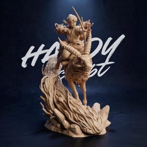 Ashitaka Princess Mononoke STL Modello per stampa 3D Anime Diorama Statua Yakul Figura Pre Supportata
