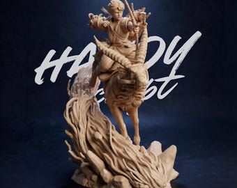 Ashitaka Princess Mononoke STL 3D Print Model Anime Diorama Statue Yakul Figure Pre Supported