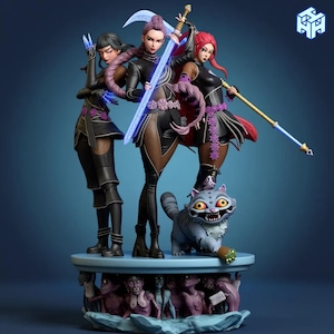 KPOP Demon Hunter Diorama STL – Rumi, Mira & Zoey | Split + Pre-Supported + Unsplit | High-Detail 3D Print Model | Digital Download STL